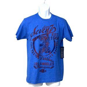 Seven7 Men’s Short Sleeved Crew Neck Graphic Tee, Royal Heather, S